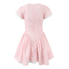 Pink Plaid Lace Corset Style Mini Dress