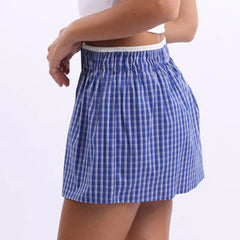 Gingham Boxer  Mini Skirt