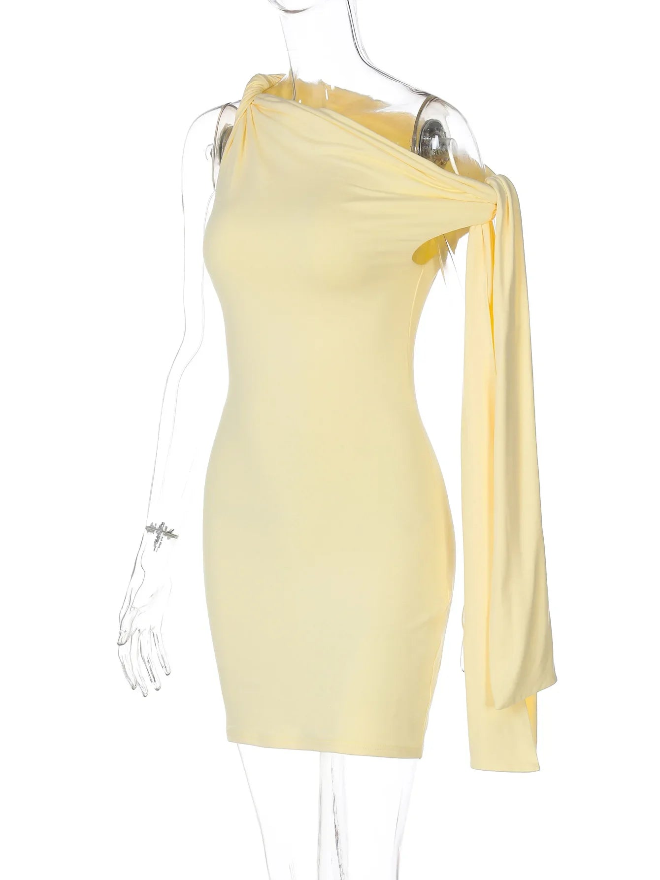 Bandage One Shoulder Tie Up Mini Dress
