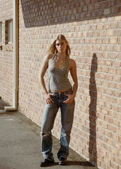 Metal Hollow Halter Neck Vest Top