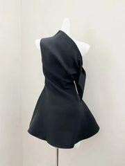 One Shoulder Tie-up Mini Dress