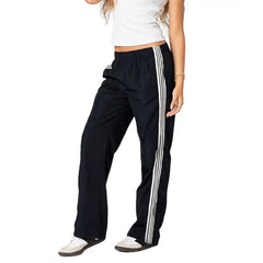 Wide Side Striped Low Waist Sweatpants