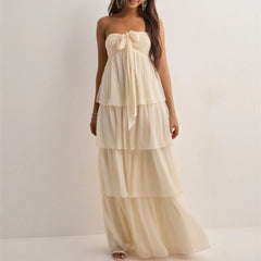 Tiered Hem Tube Maxi Dress