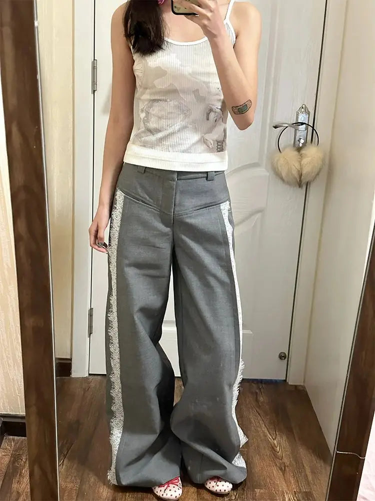 Lace Baggy High Waist Loose Trousers