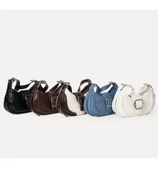 Black Buckle-Detail Shoulder Bag