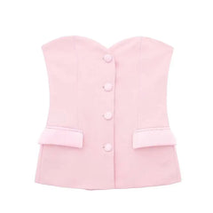 Tight Corset Top and High Waist A-line Slim Fit Short Skirt Set