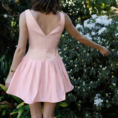 Solid Sleeveless Front Bow Mini Dress