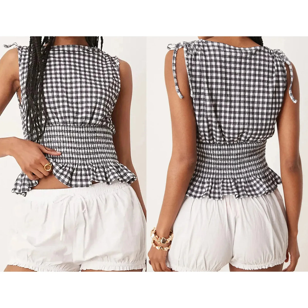 Plaid Smocked Tank Top