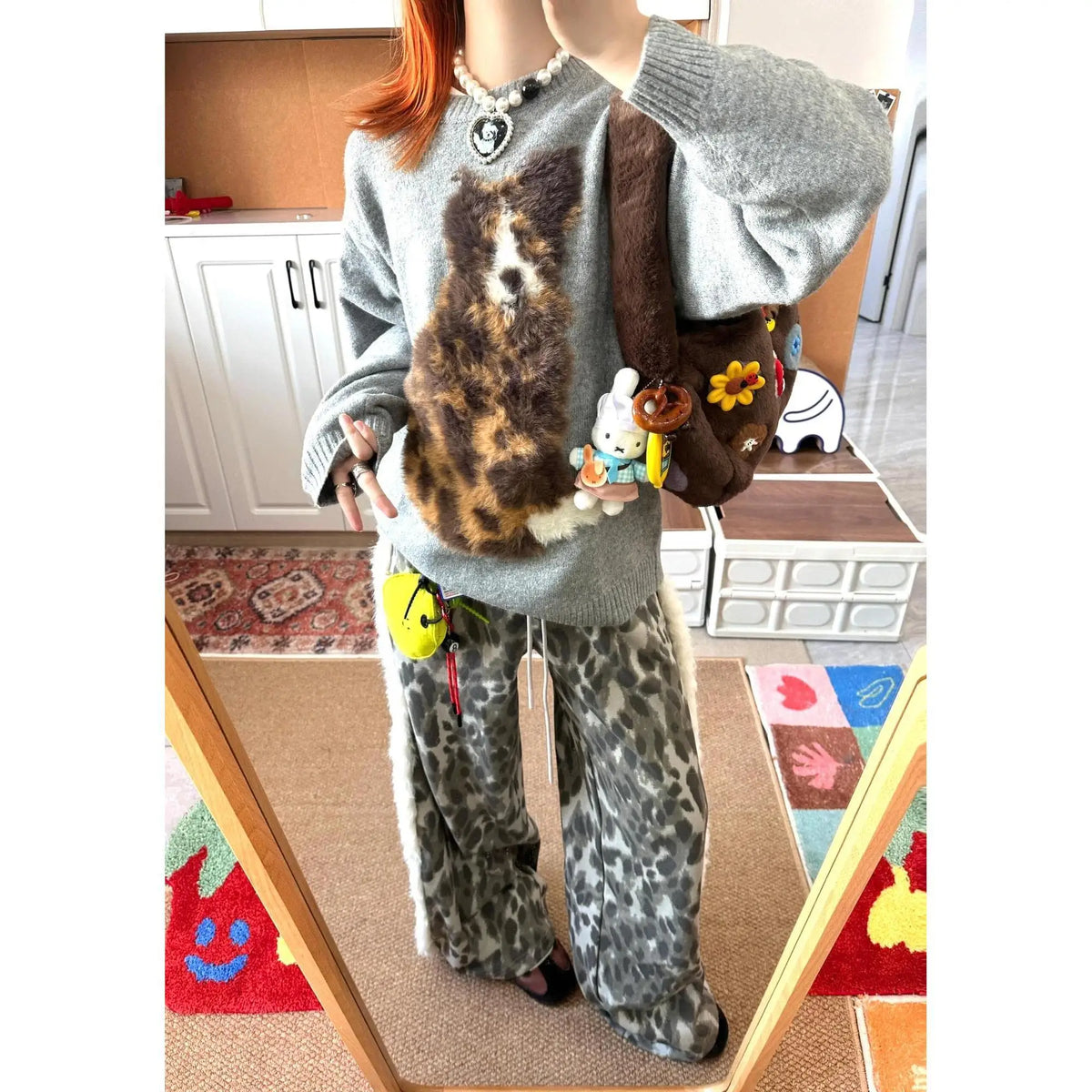 Dog Fuzzy Print Sweatshirt