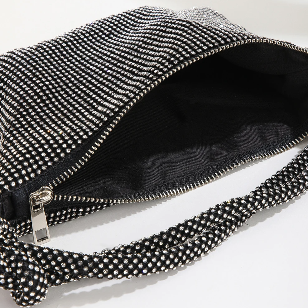 Black Rhinestones Evening Clutch Bag