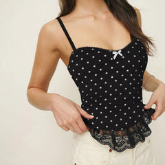Polka Dot Print Ruffles Cami Top - High Street Style