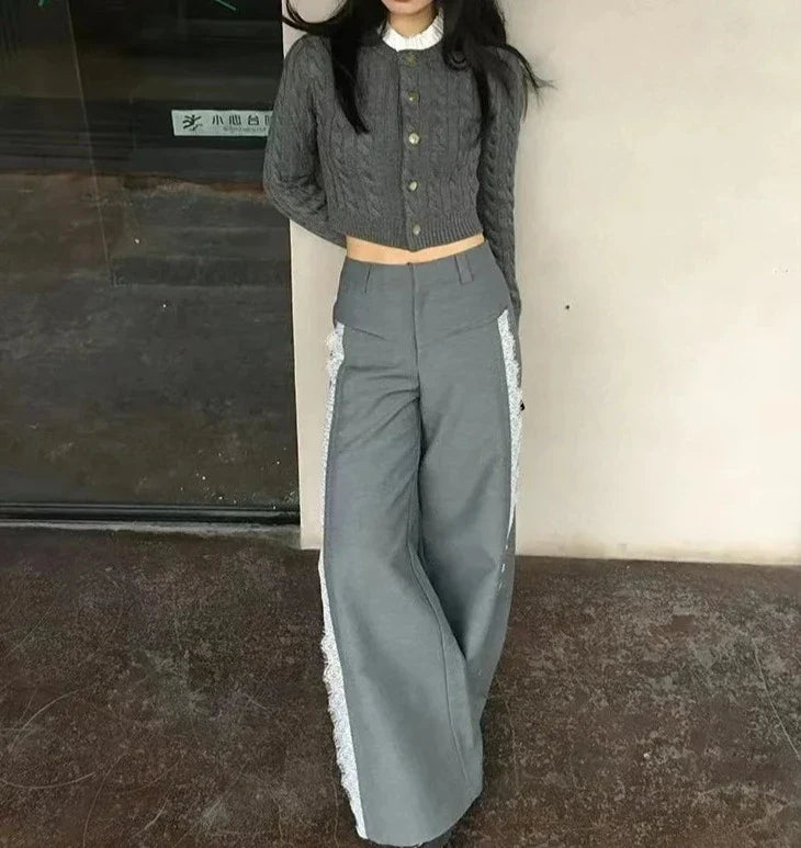 Lace Baggy High Waist Loose Trousers
