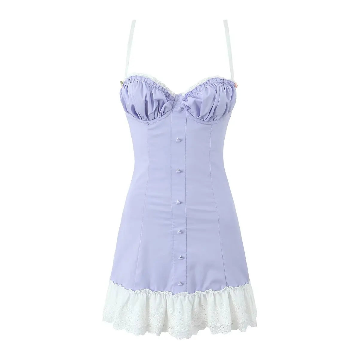 Lace Bustier Patchwork Cami Lace Up Mini Dress
