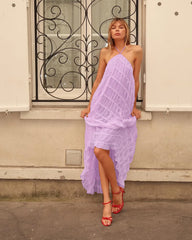 Halter Neck Ruched Midi Dress