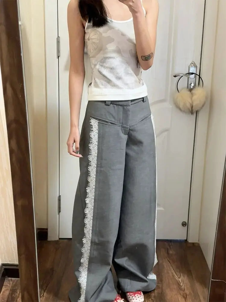 Lace Baggy High Waist Loose Trousers