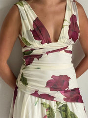 Floral Print Halter Tie Up Mini Dress