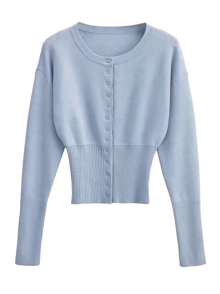 Knit Button Up Long Sleeve Top