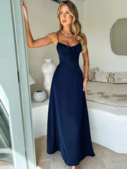 Cami Tie Up Solid Maxi Dress