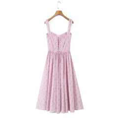 Back Lace Up Strap Midi Dress