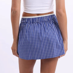 Gingham Boxer  Mini Skirt