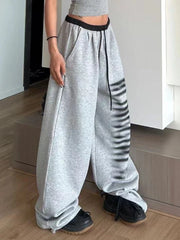 Grey Baggy Slit Patchwork Sweatpants&nbsp;