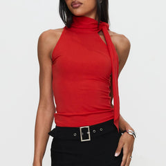 Mock Neck Tie-Up Tank Top - Summer Essential
