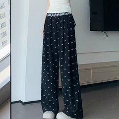 Bow Printed Wide Leg Pants