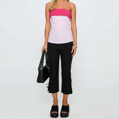 Pink Contrast Color Bandeau Top