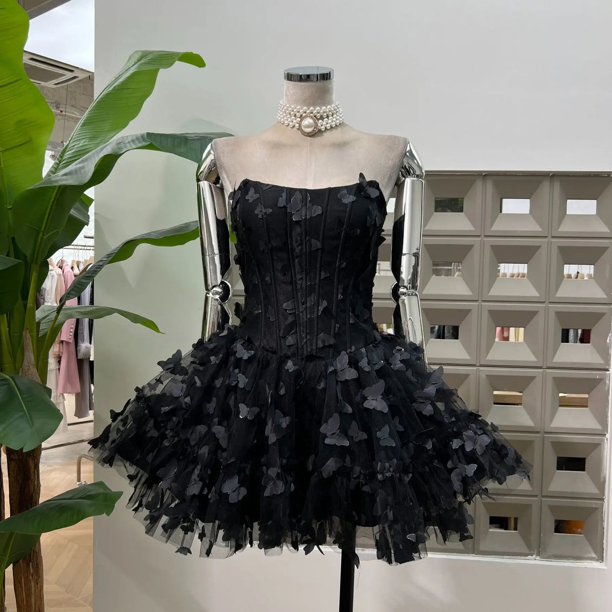 Strapless Tiered Ruffle Mini Dress