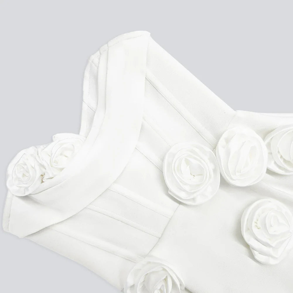 3D Flower Strapless Corset Mini Dress