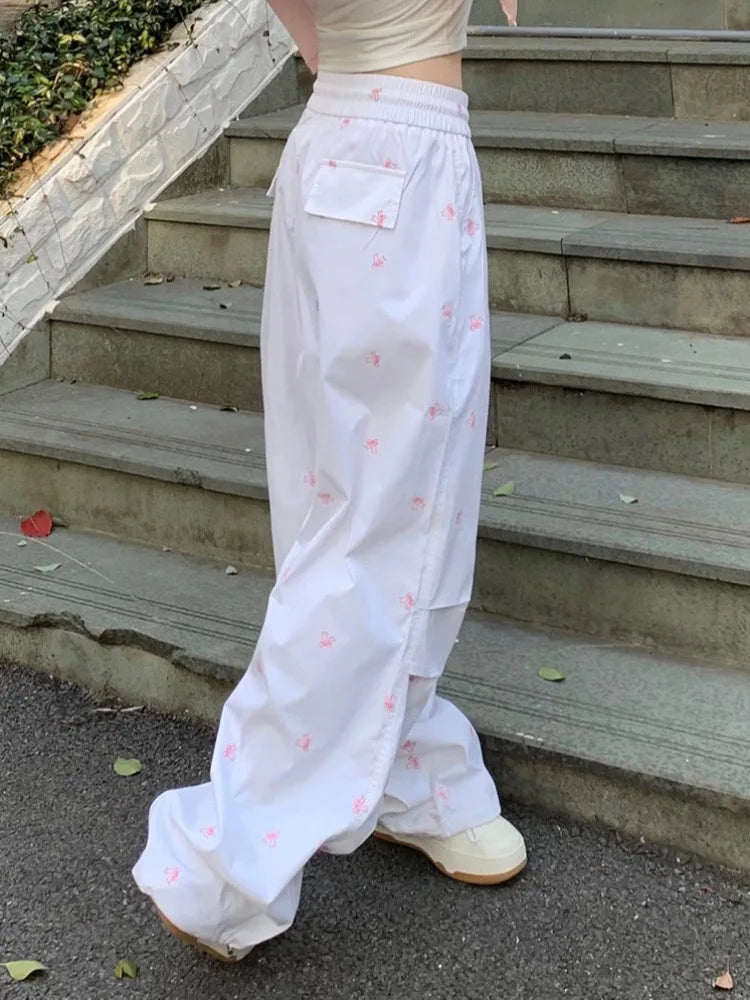 Parachute White Baggy Bow Printed Sweatpant