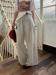 Blue Striped Wide Leg Pants