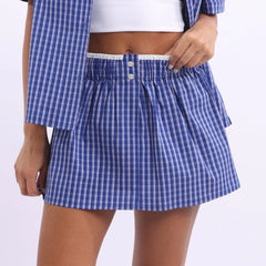 Gingham Boxer  Mini Skirt