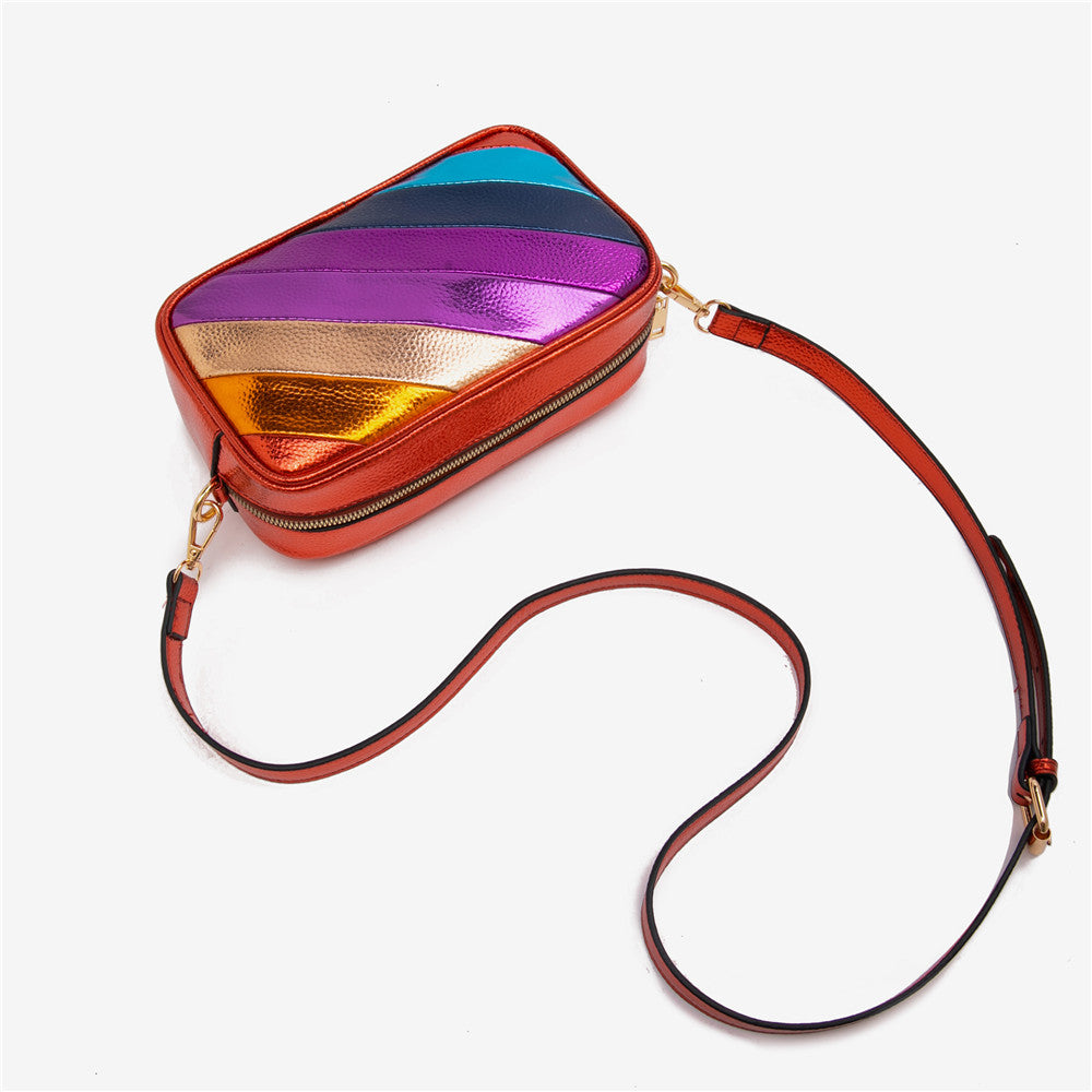 Rainbow Metallic PU Leather Crossbody Bag