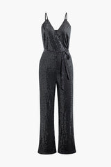 Sequin V-neck Slip Jumpsuit