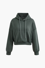 Solid Color Hooded Sweatshirt And Sweatpants Set