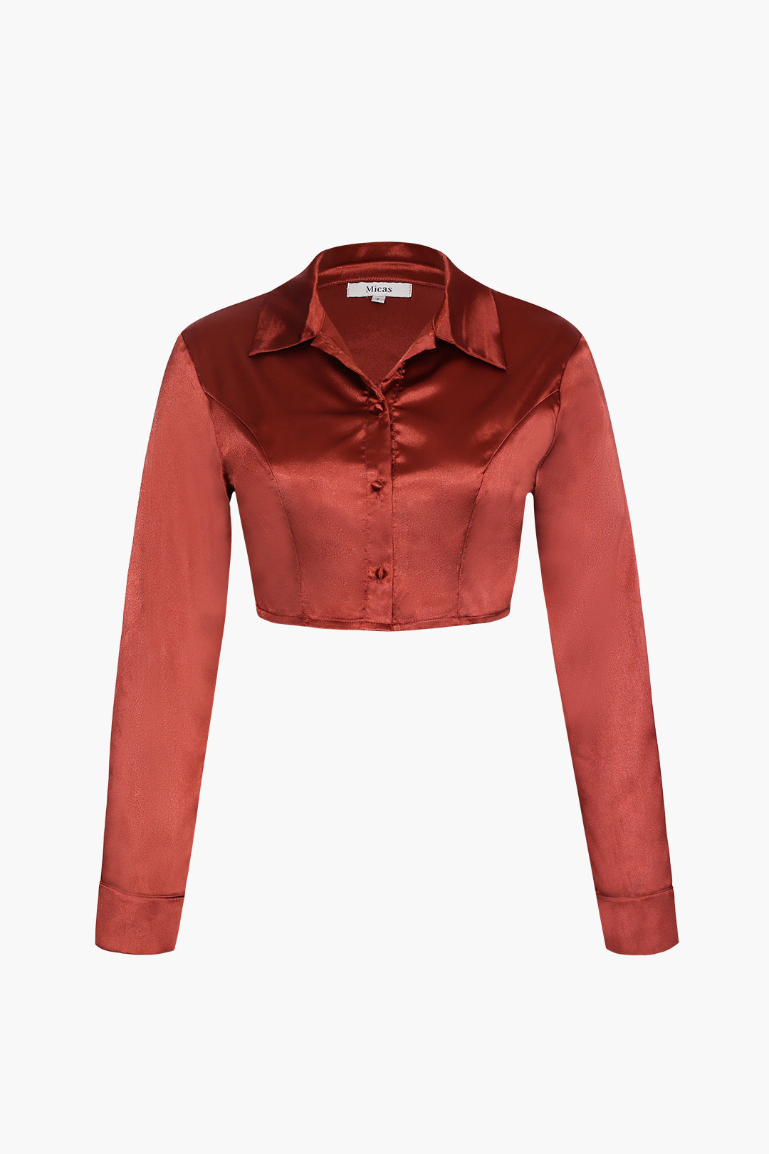 Satin Collared Cropped Shirt