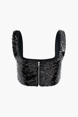 Sequin Zipper Crop Cami Top