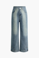 Faded Wide Leg Jeans