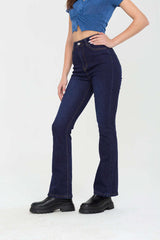 High Waisted Raw Hem Flare Leg Jeans