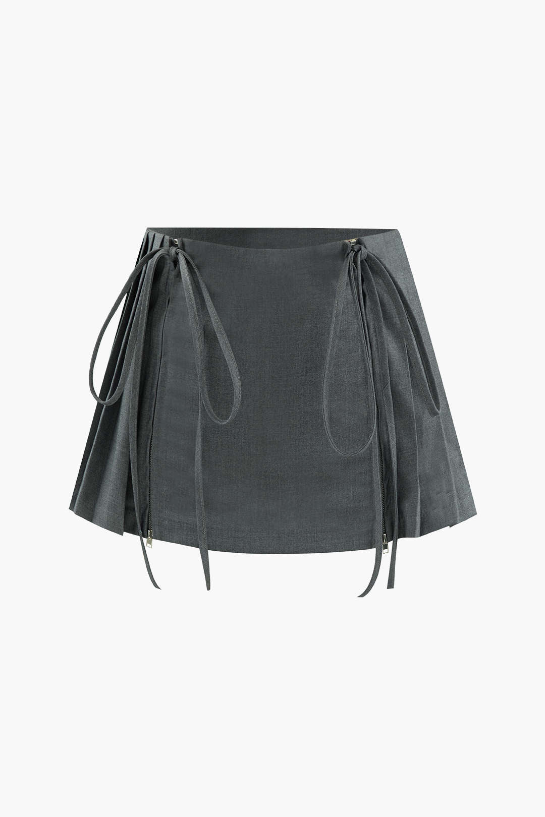 Tie Detail Pleated Mini Skirt