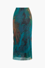 Tie Dye Mesh Midi Skirt