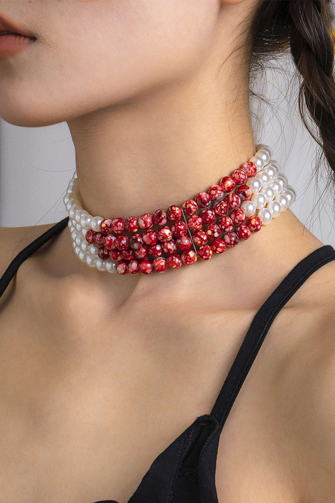 Pearl & Bead Multi-layered Choker Necklace