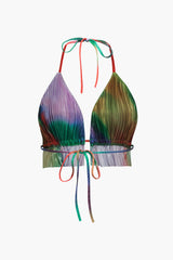 Tie Dye Plisse Halter Top And Pants Set