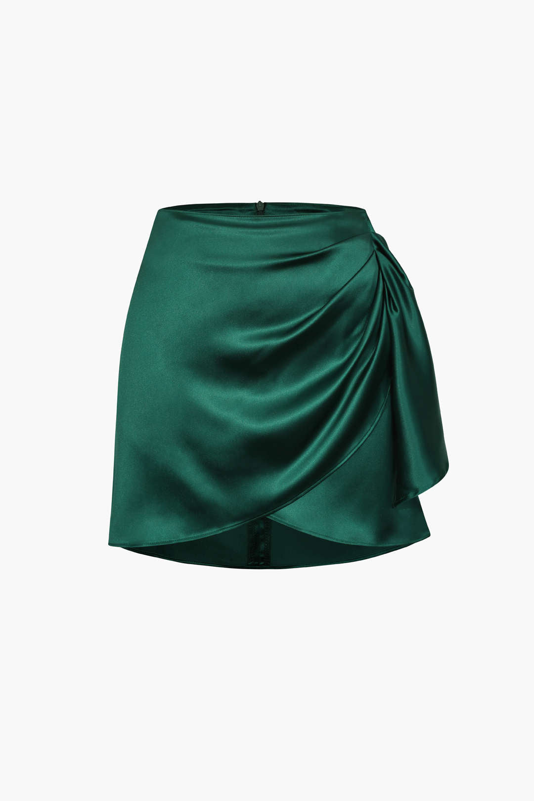 Knot Side Satin Wrap Mini Skirt