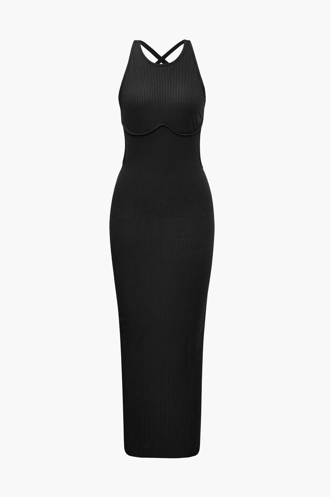 Cross Back Slit Sleeveless Maxi Dress