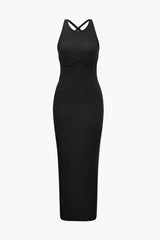 Cross Back Slit Sleeveless Maxi Dress