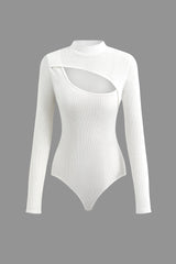 Mock Neck Cut Out Long Sleeve Bodysuit