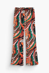 Printed V-neck Shirt And Wide Leg Pants Set
