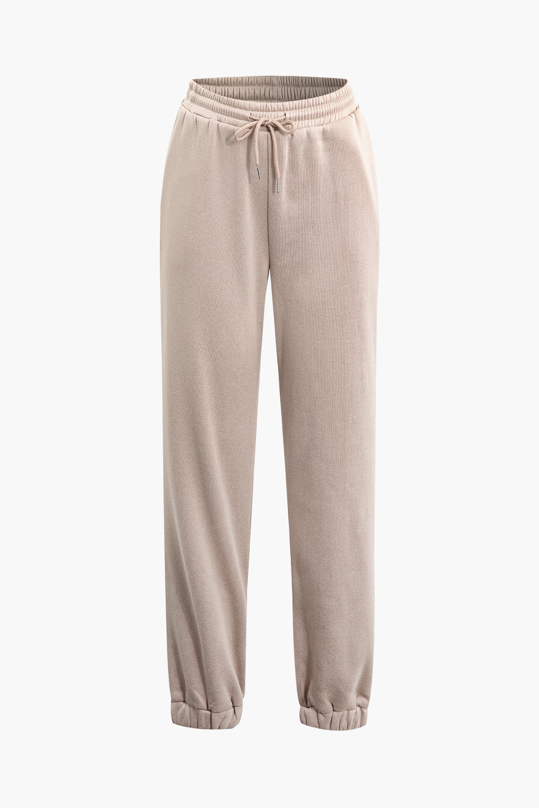 Basic Long Sleeve Pullover Sweatshirt And Drawstring Elastic Pants Set